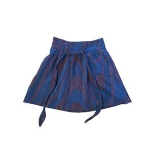 Women 6 Anthropologie Idra Blue Wide Bow Tied Stripe Mini Skirt Tie Front Belt